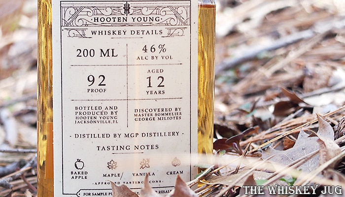 Hooten Young Whiskey 12 Years Label