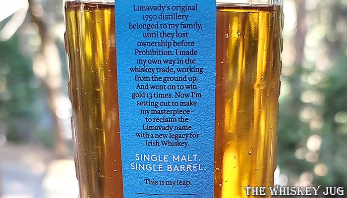 Limavady Single Barrel Single Malt Irish Whiskey Back Label