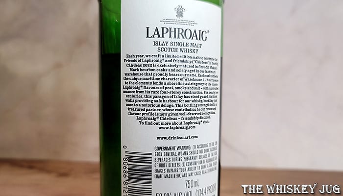 2022 Laphroaig Cairdeas Warehouse 1 Back Label