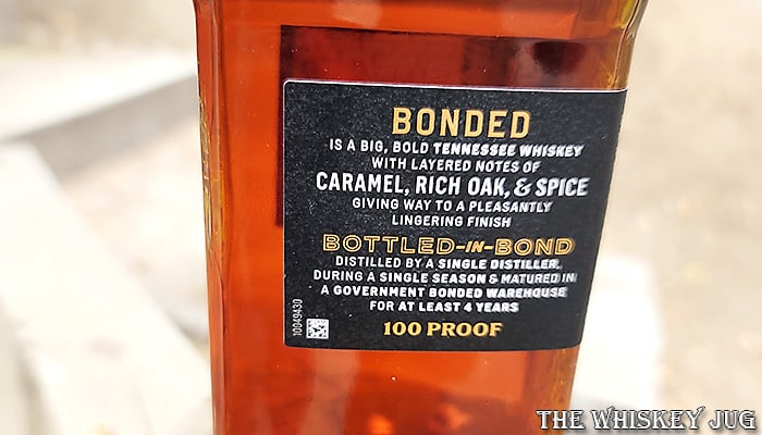 Jack Daniel's Bonded Tennessee Whiskey Side Label